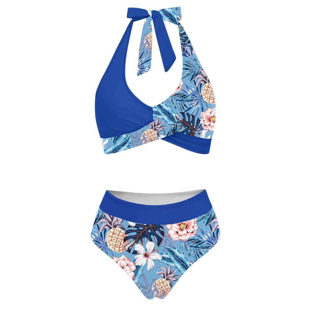 Deep Sexy V-Neck Ruched Woman Swimsuit Fashion Leoaprd Print Two Piece Bikini Swimwear Female Summer Brazilian Bathing Suit Km-Ly