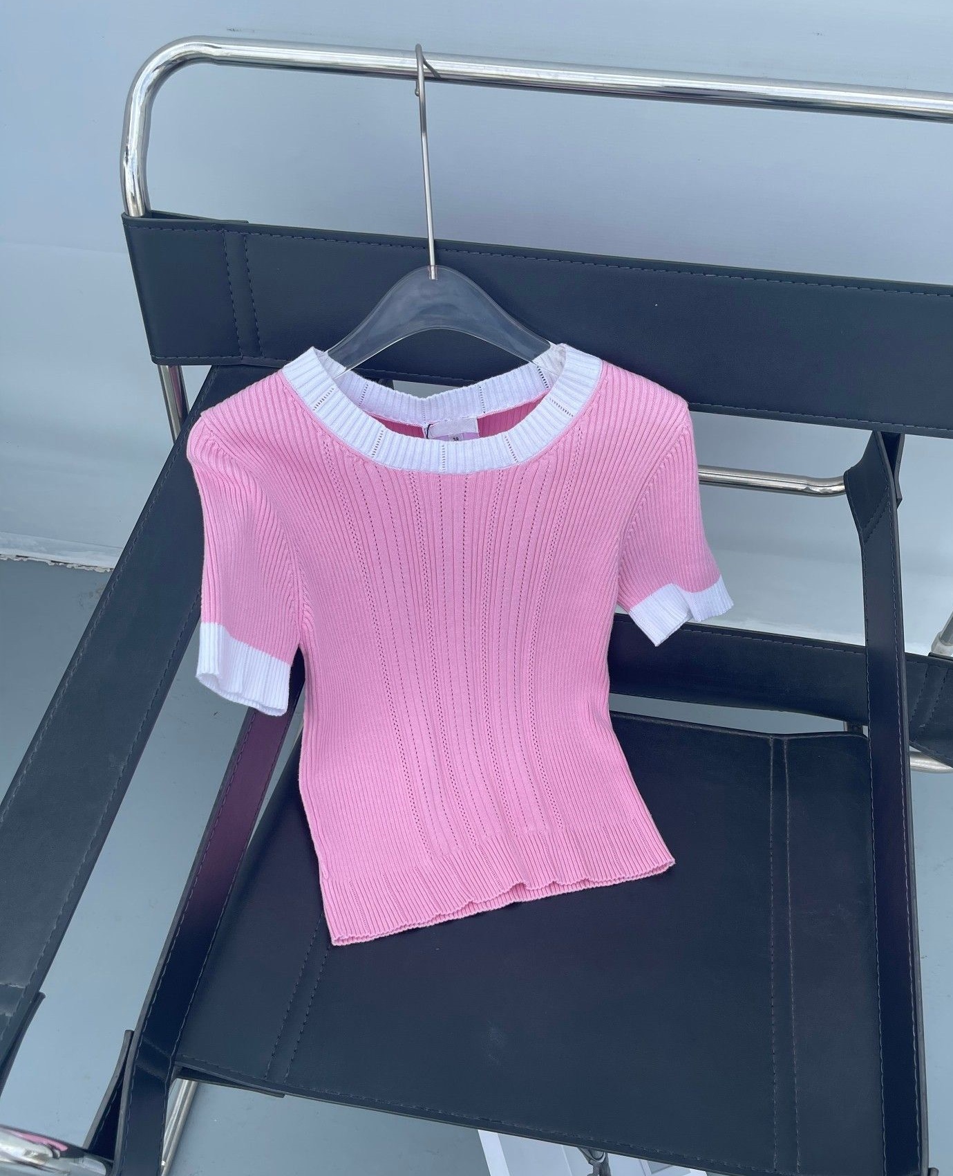 Chan new designer clothes women pink top designer tops women tank top Knitted top sexy top high quality crop top designer shirt women tops Women's T-Shirt