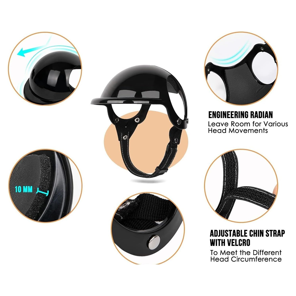 Dog Helmet Motorcycle Helmet with Ear Holes, Dog Safety Hat with Adjustable Strap for Small Large DOG Outdoor Driving Riding