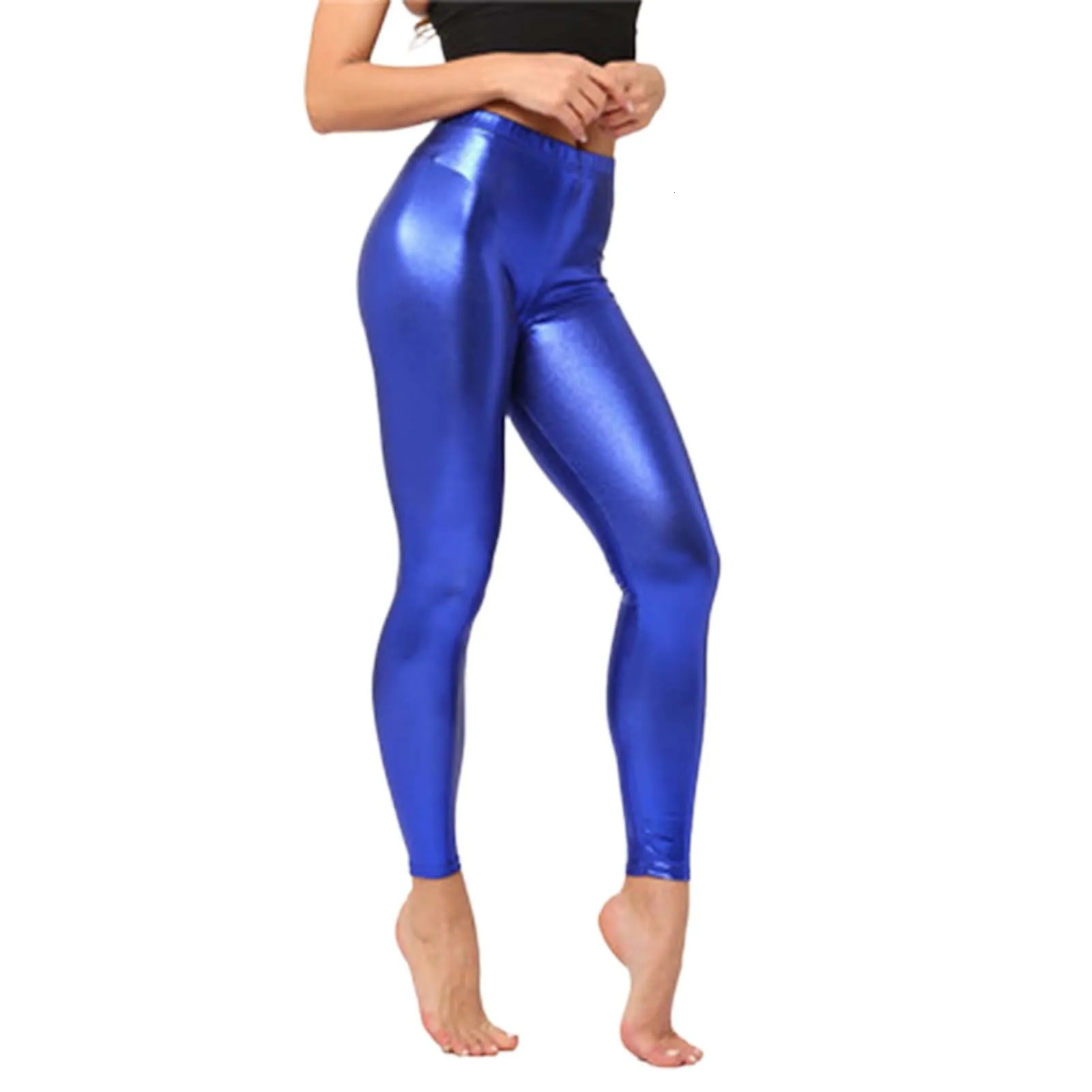 Womens artificial leather long legs colorful shiny metal tight fitting 910l ongs pringa utumn 250304
