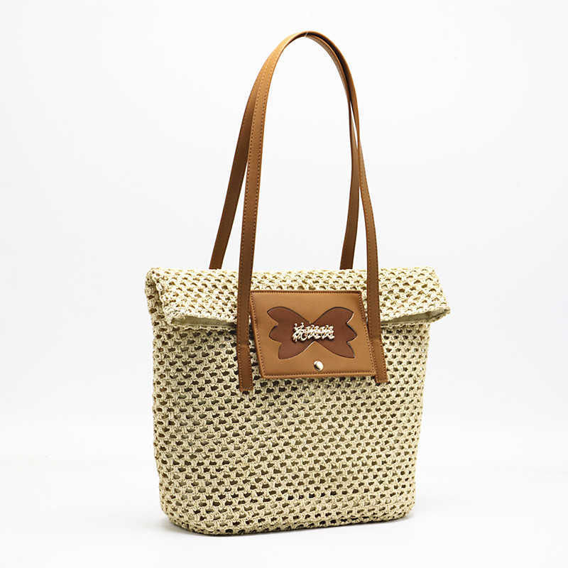 Woven Grass Woven Bag for Women, Large Capacity Summer Versatile Hollow Tote Bag, Beach Vacation Beach Bag 250315