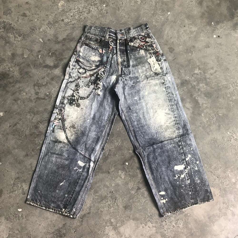 Frog Drift Fashion Streetwear Best Quality Jeans Casual Loose American Style Vintage Printed Trousers Graffiti Pants For Men