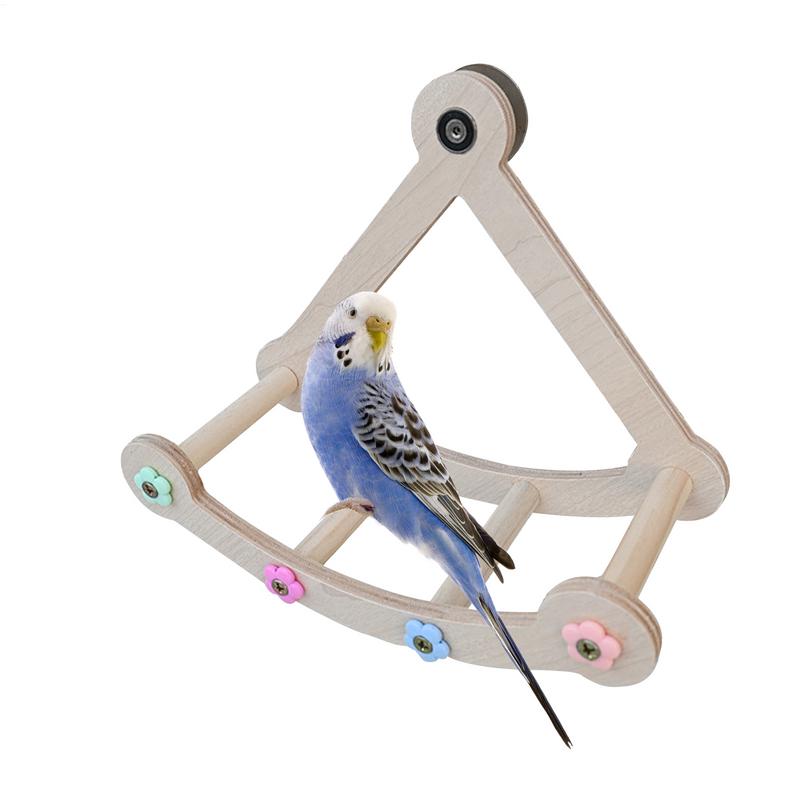 Bird Swing Toys Rotating Safe Wooden Hammock Funny Natural Perch Bird Toys Pet Parrot Cage Accessories for Cockatiel Conure