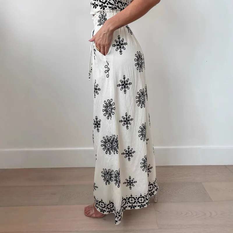 2025 Fashion Sexy Printed Strap Wide Leg Set Spring And Summer New Women's Clothing Street Trendy Sleeveless