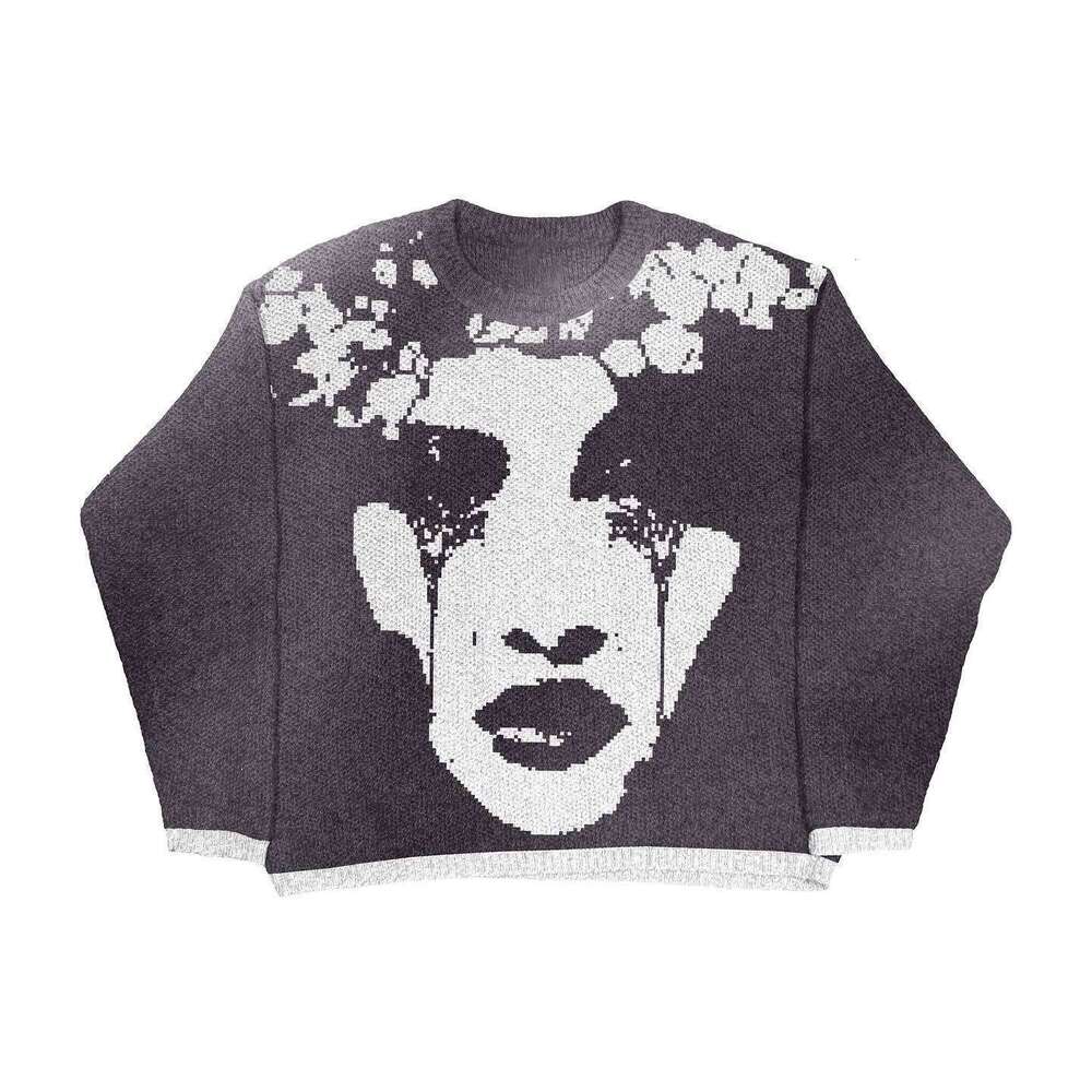 New street loose pullover sweater, personalized casual round neck, autumn frozen warm sweater