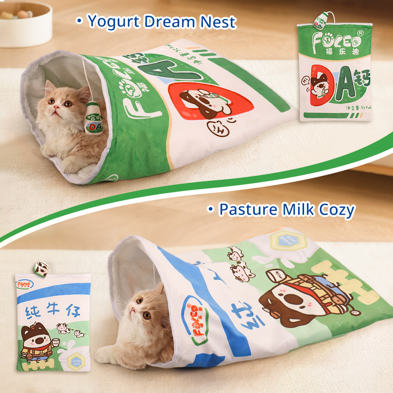 Extra Large Crinkle Cat Sleeping Bag with Hanging Toy - Cozy, Interactive Bed for Cats of All Ages, Perfect for Play