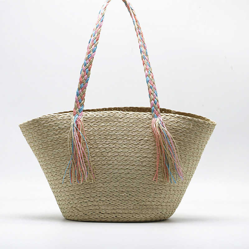 New Paper Straw Woven Bag, Single Shoulder Ribbon Woven Bag, Beach Bag, Commuting Bag 250315