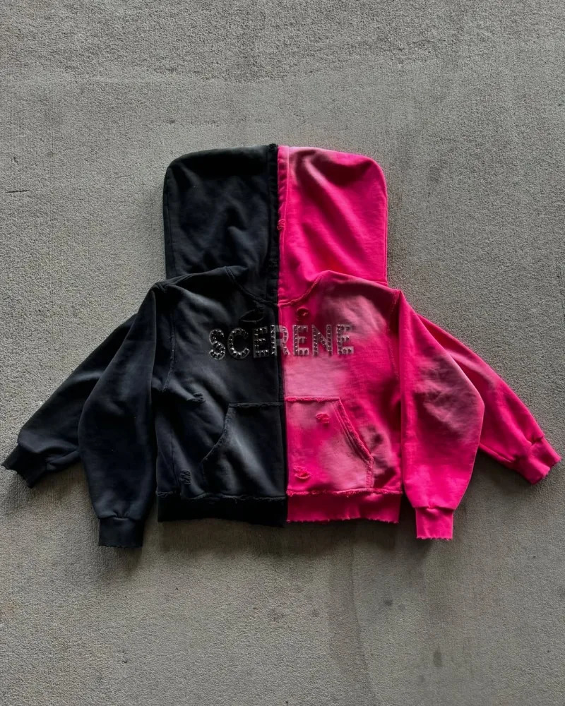 Harajuku High Street Trend Gothic Fashion Loose Jacket Men Y2k Retro Letter Print Extra Large Spring Zipper Hoodie Women 250304