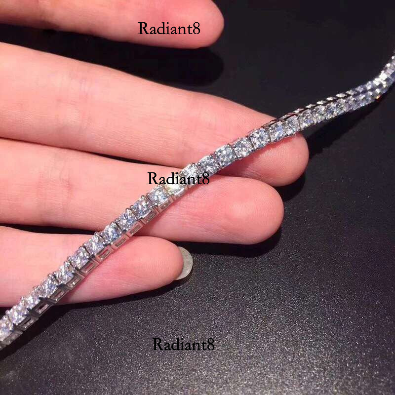 AEAW Platinum Plated Sier 12.4CTW 18CM Length 4mm F Near Colorless Moissanite Tennis Bracelet for Women