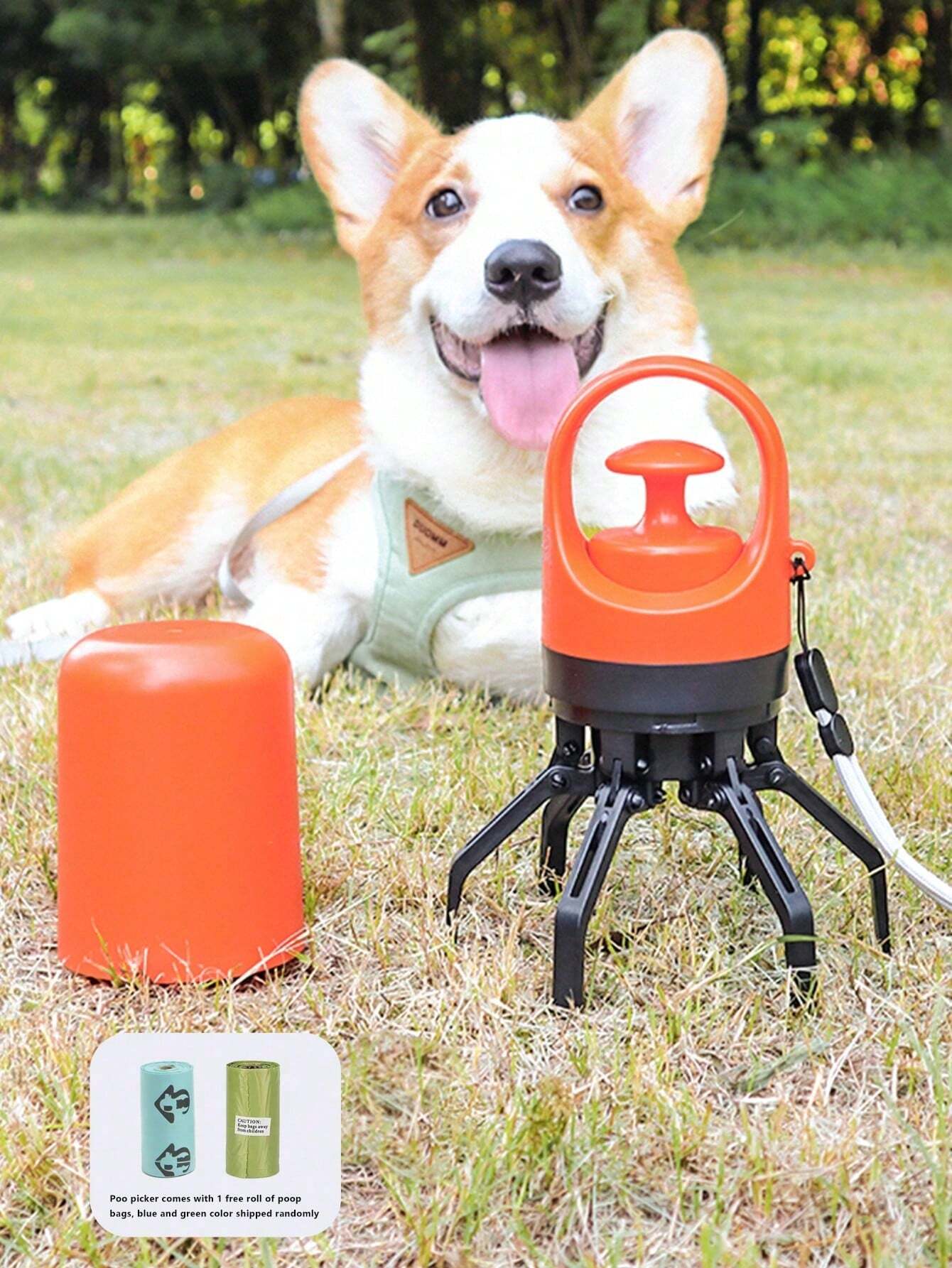 Pooper Scooper with Built-In Poop Bag Dispenser for Dogs - Six-Claw Pet Waste Picker for Neat and Tidy Puppy Cleanup Dog toys