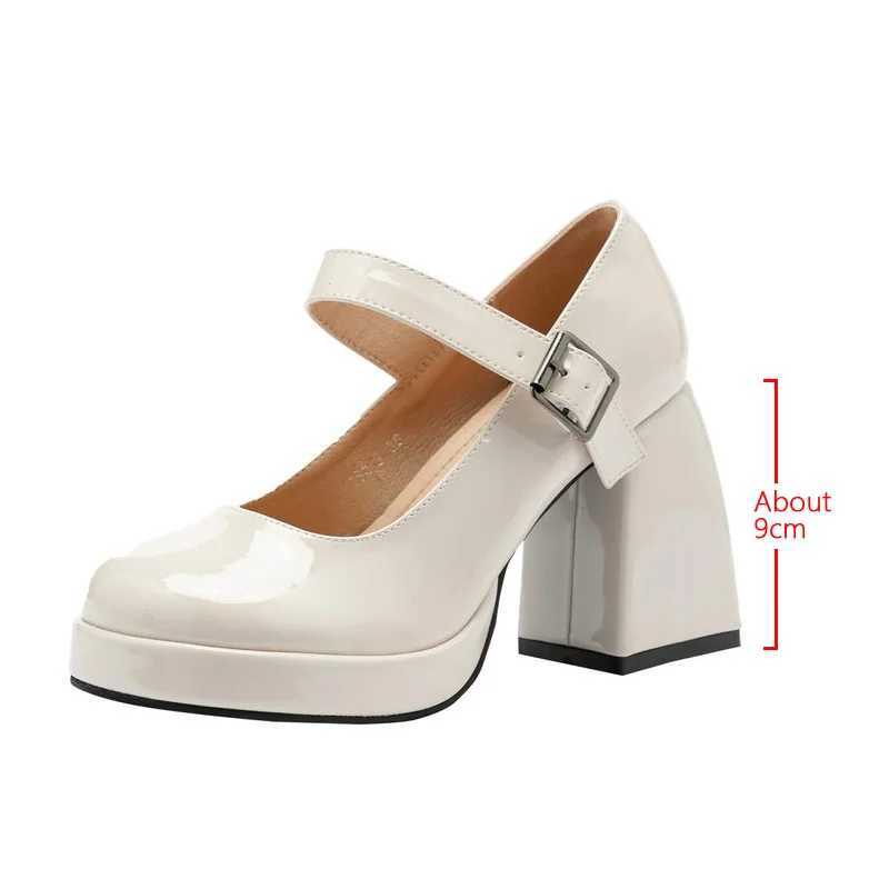 mary jane h Wen 2024 Hot s Pu Leather Ankle Buckle High H Platform shoes Wan Thick Heeled Goth white Pumps Y250304
