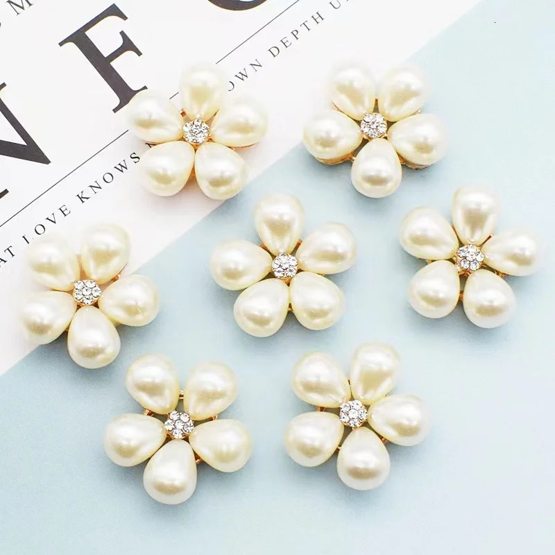 5 Petals pearl flower ABS Pearls Decoration for charms hole shoe buckle accessory Give to girls gift are can wholesale 250218