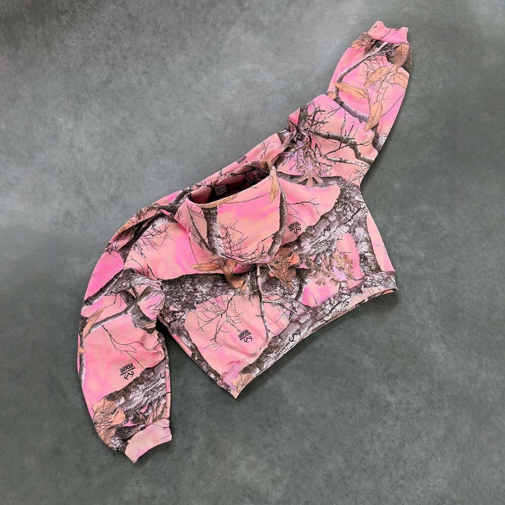 International Station Pink Stripe Camouflage Combo Loose Fashion Spring Hoodie