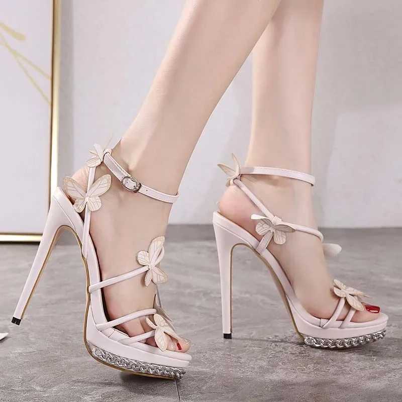 Sexy Stiletto Womens Sandals Narrow Band Butterfly 14cm Super High Heels Sandals Ladies Heels Shoes Summer High QualityXJ2500305