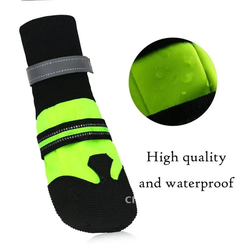 4Pcs No-slip Pet Dog Reflective Rain Wear Waterproof Warm Boots Outdoor Sock Labrador For Safety Shoes Medium Shoes Dogs Dog