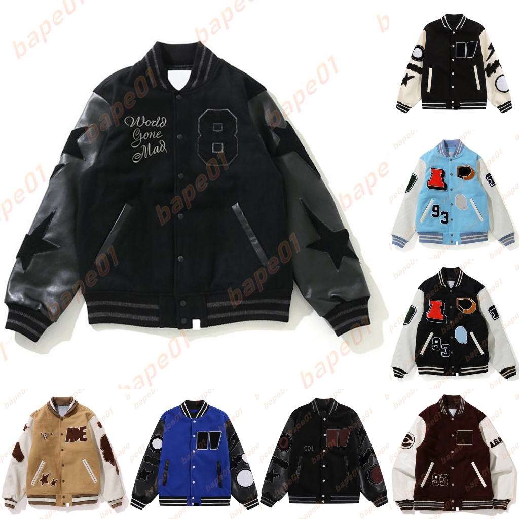 Mens Designer Jackets Baseball Coat Womens Fashion Autumn Winter Vintage Jacket Applique Embroidery Pattern Trench Coat Mens Clothing Size M-3XL