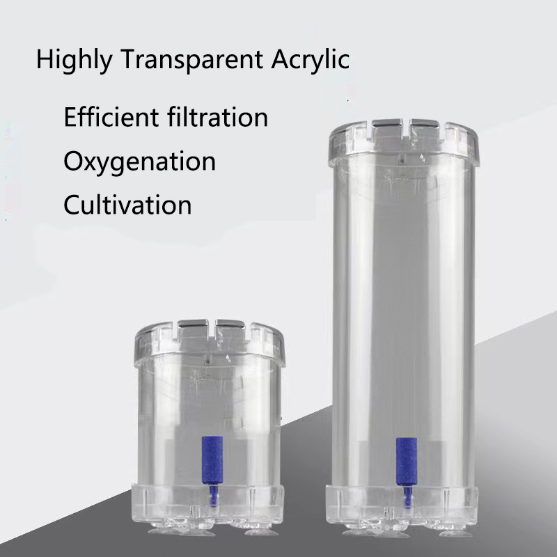 Aquarium Filter Fish Tank Fluidized Moving Bed Filter Bubble Bio Filter Media With Air Stone And Sponge Filters Transparent