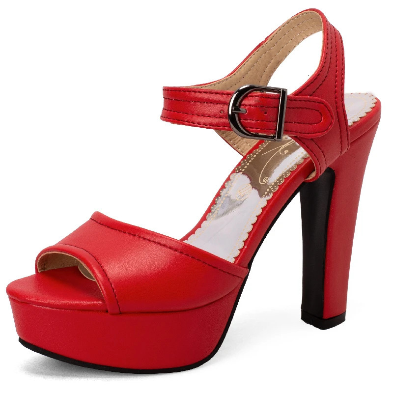 Sexy Platform Womens Sandals Summer Shoes White Red Black High Heels Ankle Straps Flip Flops Wedding Party Shoes Large Size 50 250228