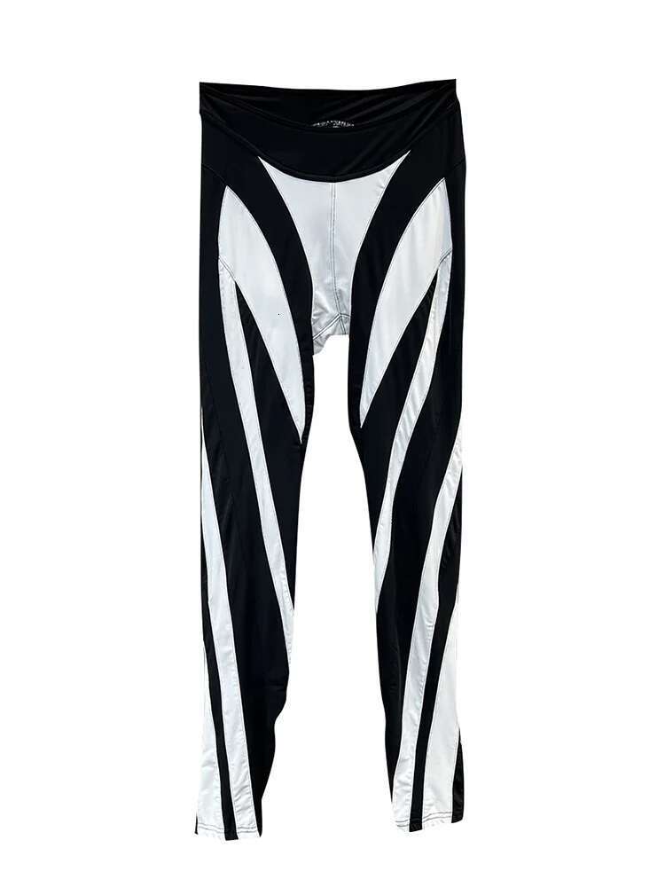 DEAT 2025 Autumn Fashion Contrast Color Patchwork Design Pants For Women High Elastic Waist Trousers Female Casual New 11Xx5075
