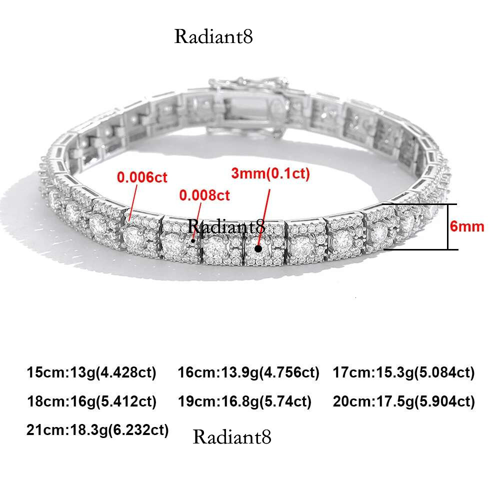 3mm Moissanite Tennis Bracelet for Women Men D Color Lab Dia Sterg Sier Wedding Bridal with GRA Certificate