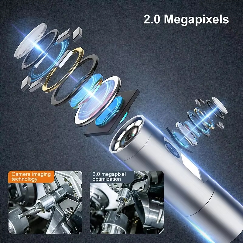 360 degrees Steering Industrial Endoscope Camera 8mm 5inch IPS Screen Single&Dual Lens Inspection Borescope 1080P For Car Engine Pip