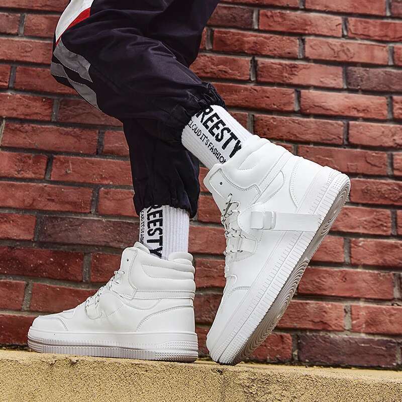 Street Orange High Top Sneakers Trendy Leather Platform Men's Skateboard Fashion Casual Designer Sports Shoes For Men