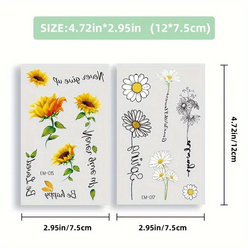 12 Temporary tattoos for women Flower tattoo body art sticker waterproof durable suitable arms and hands 250219
