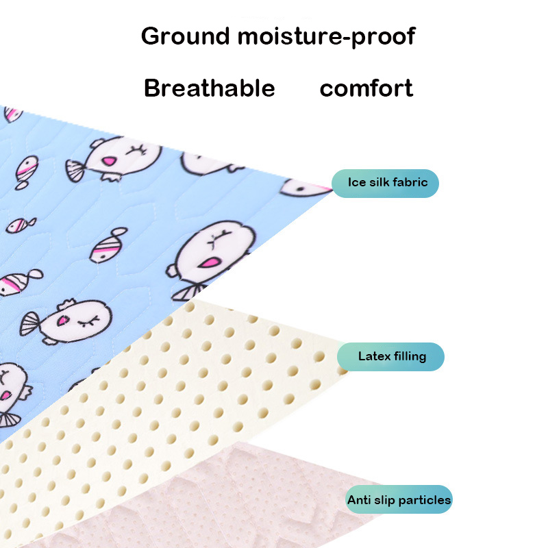 Cat Dog Sleeping Mat Pet Summer Cooling Latex Pad Cute Cartoon Pattern Kennel Ice Silk Cool Mats Floor Sofa Blanket Pet Supplie