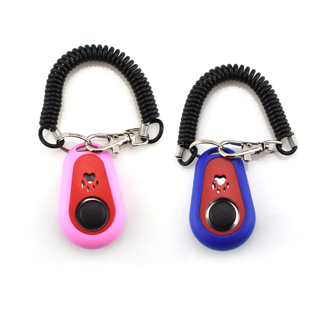 2pcs Dog Clicker Two-Color Oval Pet Training Keyring Portable Sound Pet Training Clickers Supplies