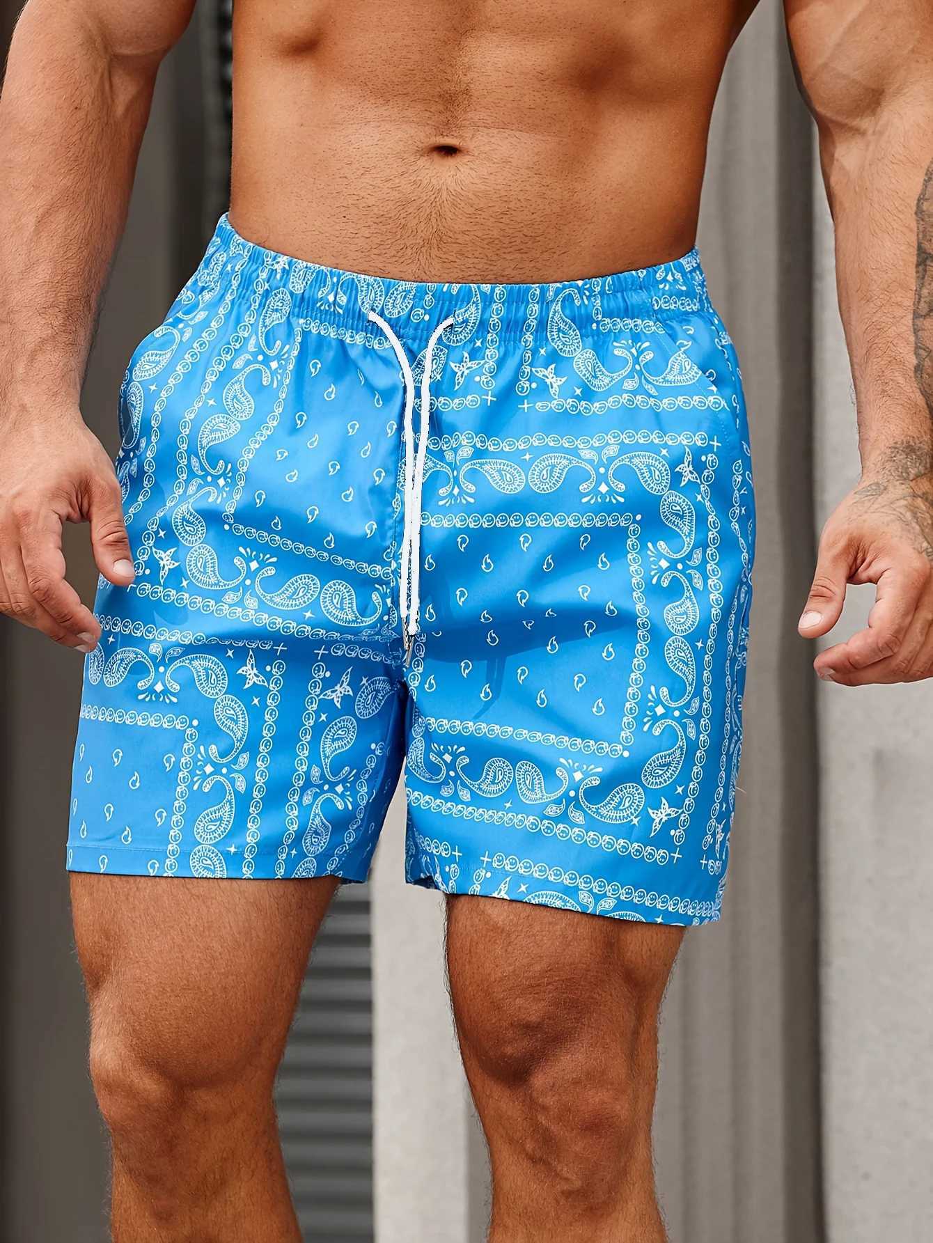 Paisley Mens Shorts Quick Drying Hawaiian Surf Shorts Casual Pattern Drawstring Outdoor Shorts Summer Vacation Beach Men PantsXJ250304