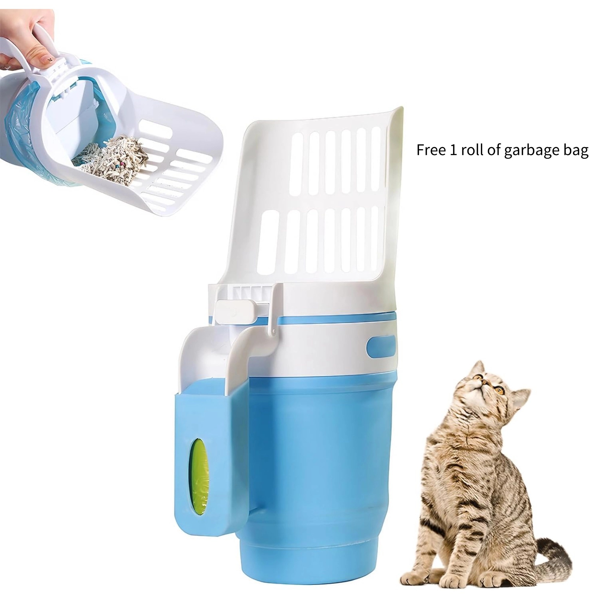 Cat Litter Shovel Scoop with Refill Bag For Pet Filter Clean Toilet Garbage Picker Cat Supplies Cat Litter Box Self Cleaning