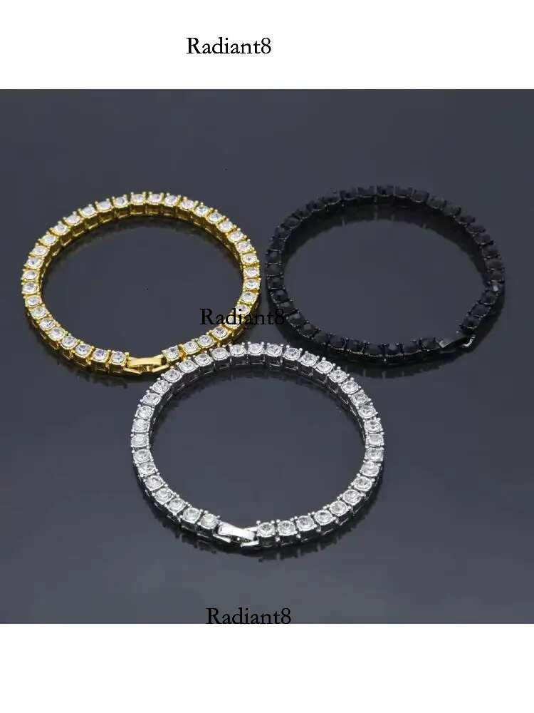 1 Row 5mm Round Zirconia Tennis Bracelet For Women/men 8/9/10inch Rhie Chain Gold Color Black Red Hip Hop Wedding Jewelry