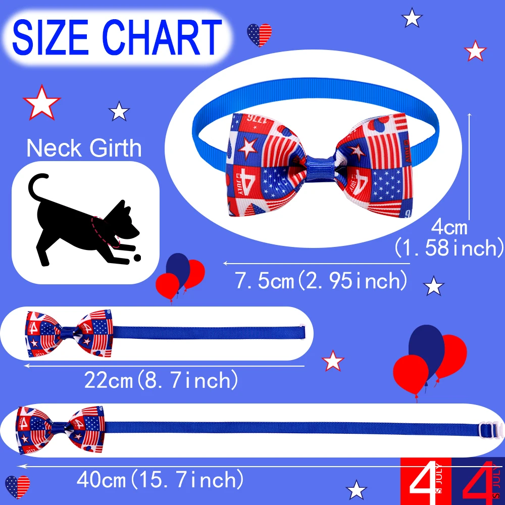 50pcs Dog Bow Tie Bulk Pet Bowties Hair Bows For Small Dogs 4th of July Dog Puppy Bow Tie Neckties Pet Grooming Accessories