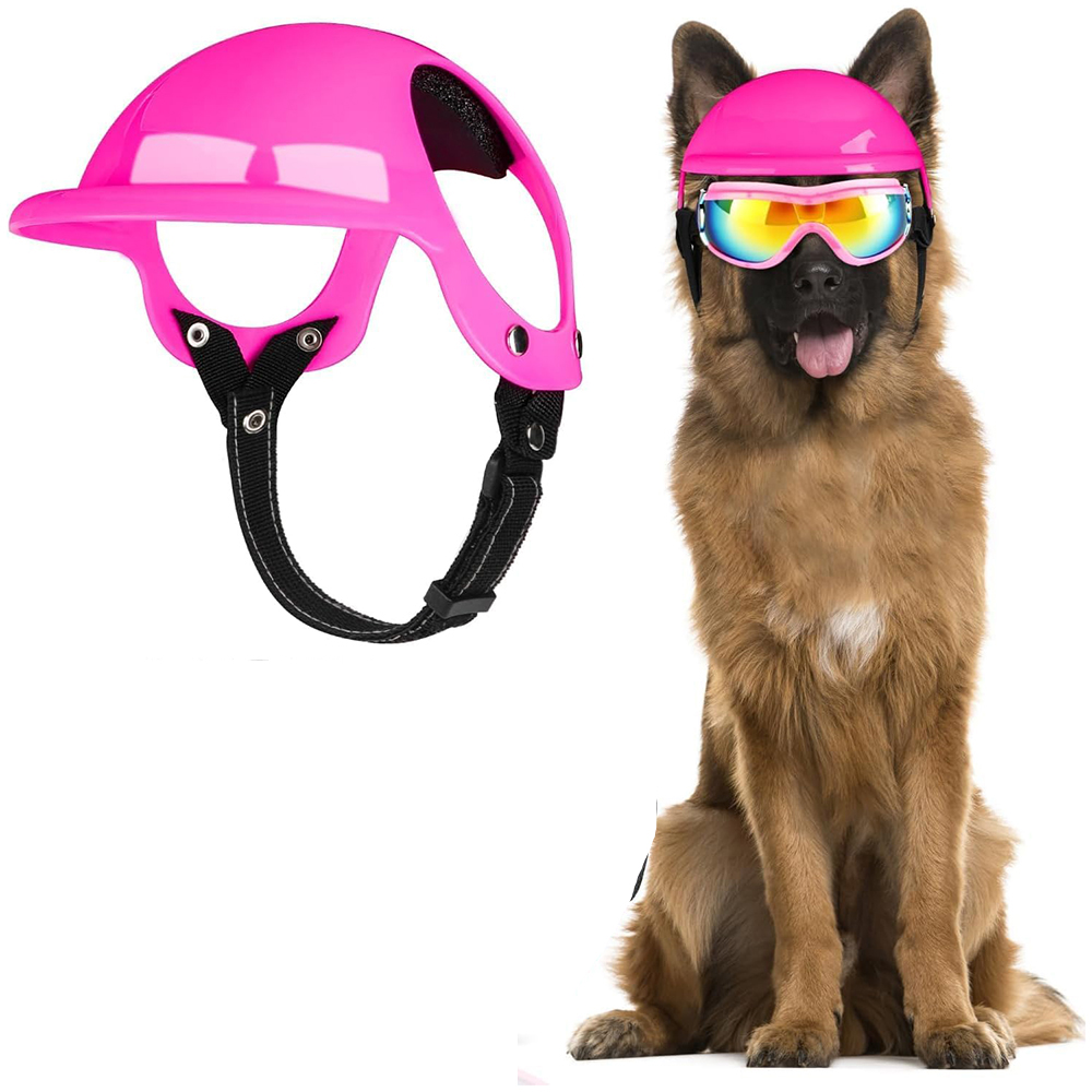 Dog Helmet Motorcycle Helmet with Ear Holes, Dog Safety Hat with Adjustable Strap for Small Large DOG Outdoor Driving Riding