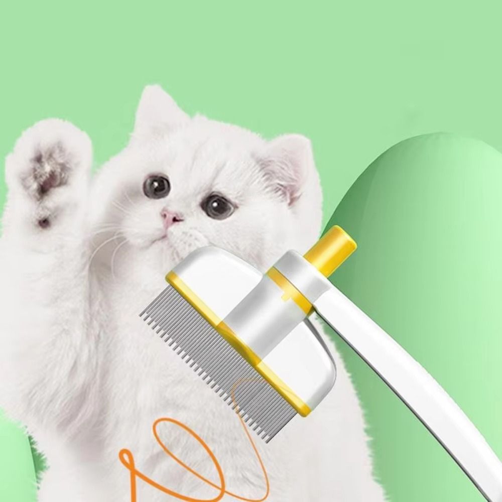 Release Button Pet Hair Removal Comb Flat Pin Comb Comfortable Dog Grooming Brush Detangling 360-Degree Rotating Head