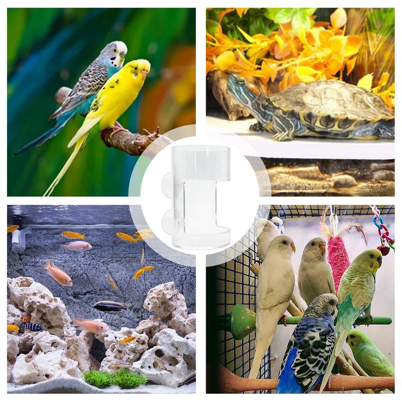 Fish Feeder Mini Bird Feeder Highly Transparent Square Round Aquarium Feeder Bowl with Suction Cup Aquarium Feeder Dispenser