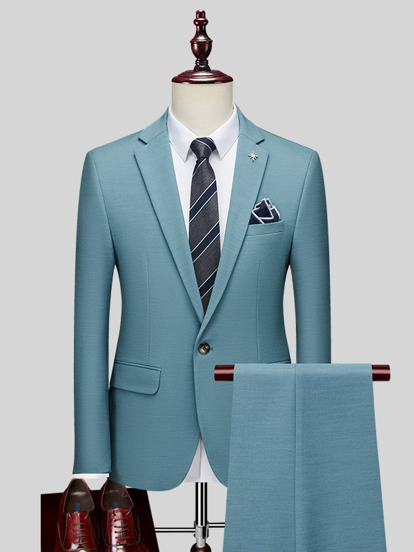 H60 Men's double breasted casual suit for groom at wedding