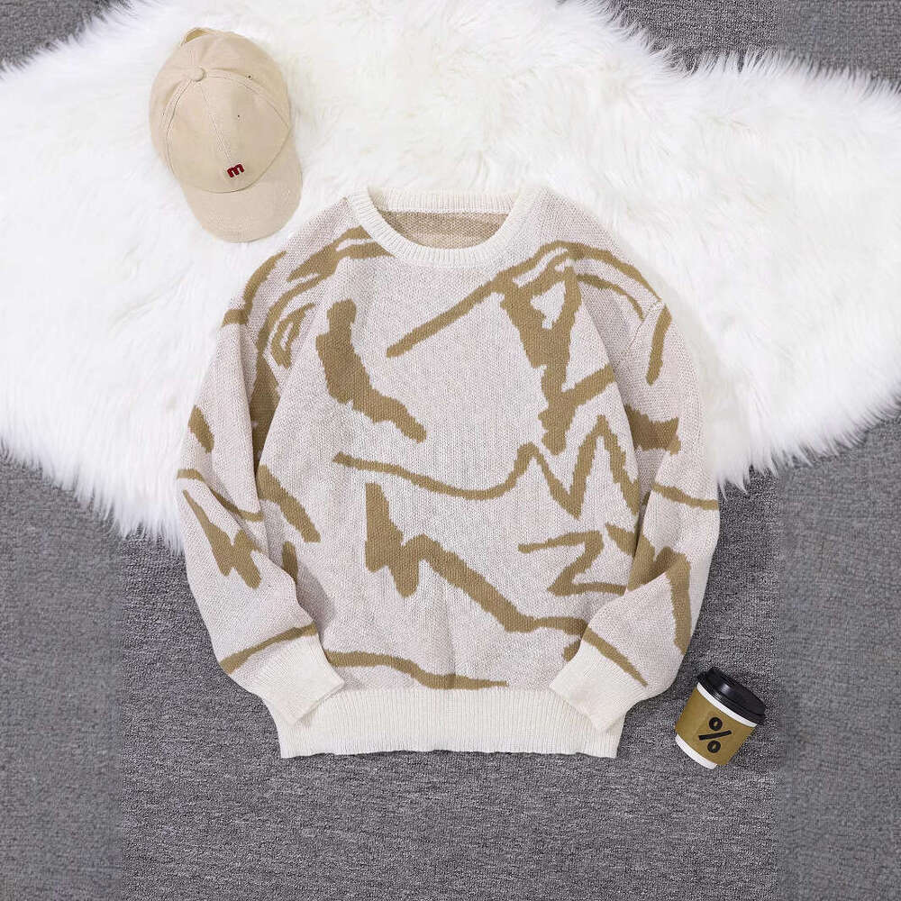 Trendy men women, loose round neck knitted for autumn and winter, long sleeved sweater