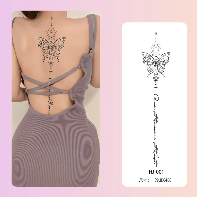 One Butterfly Spine Waterproof Temporary Tattoo Lasting 12 Weeks SemiPermanent Color Realistic 250219