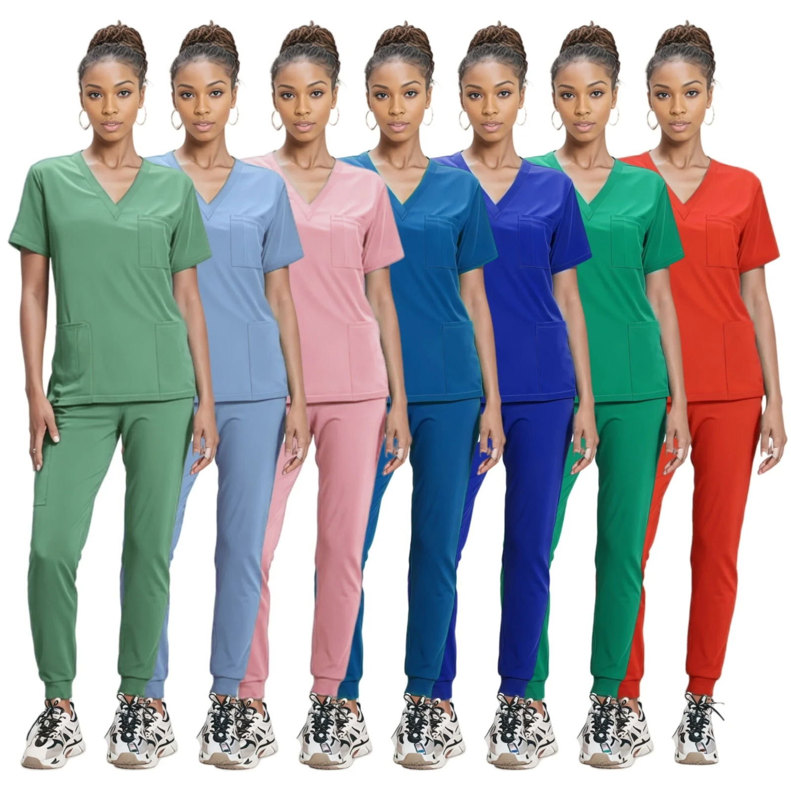 Wholesale Pharmacy Scrub Suit Hospital Uniform Scrub Top and Pants Nurse Doctor Scrubs Uniforms Women Scrub Sets 250304