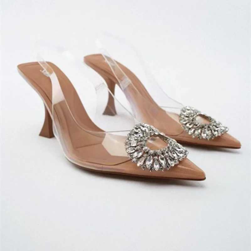 New luxury Wen Rhine high-heeled sandals Wen Rhine angle thin H pump banquet simple high H sandals Plus size 42 Y250304