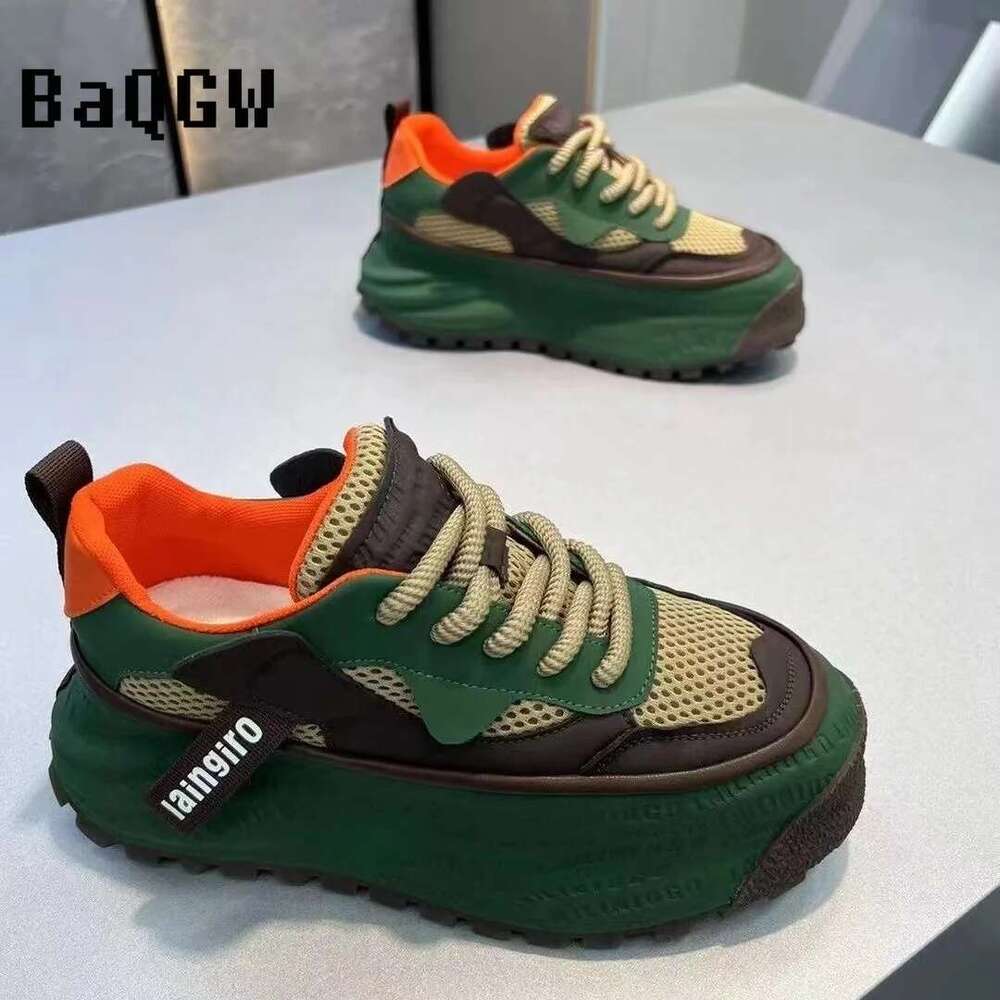 Color Block New Letter Design Chunky Sneaker for Men Board Fashion Casual Upper Height Increased Flat Platform Shoes