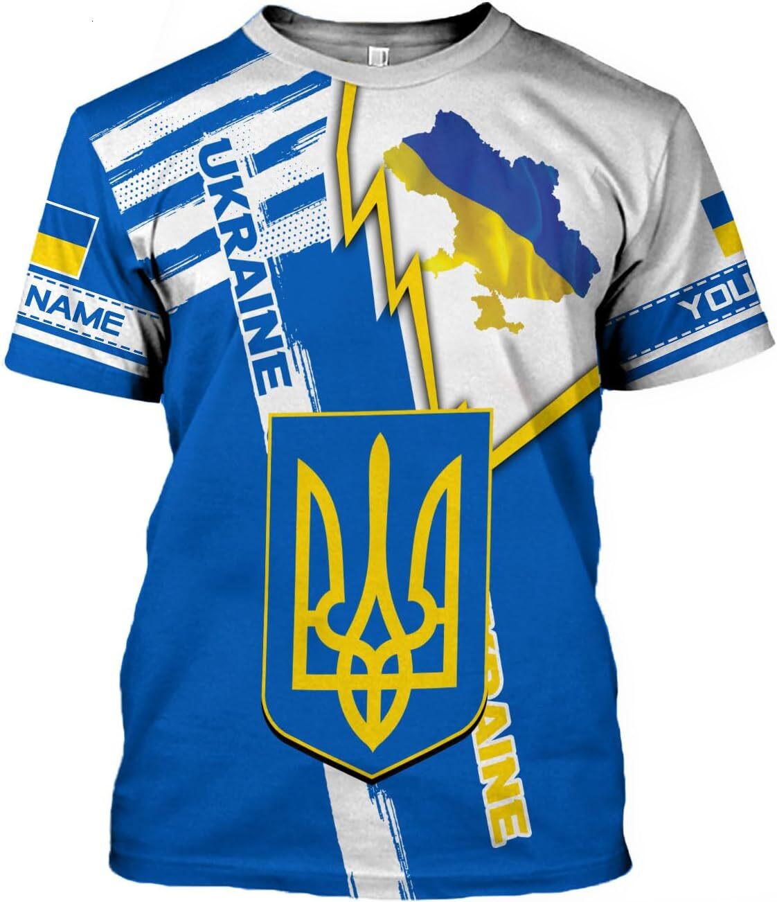 Mens T shirt Personalized Name Ukraine Shirt 3D, Ukraine Tshirt Unisex for Men and Women, Customized Ukrainian Multicolor Casual tops summer clothes