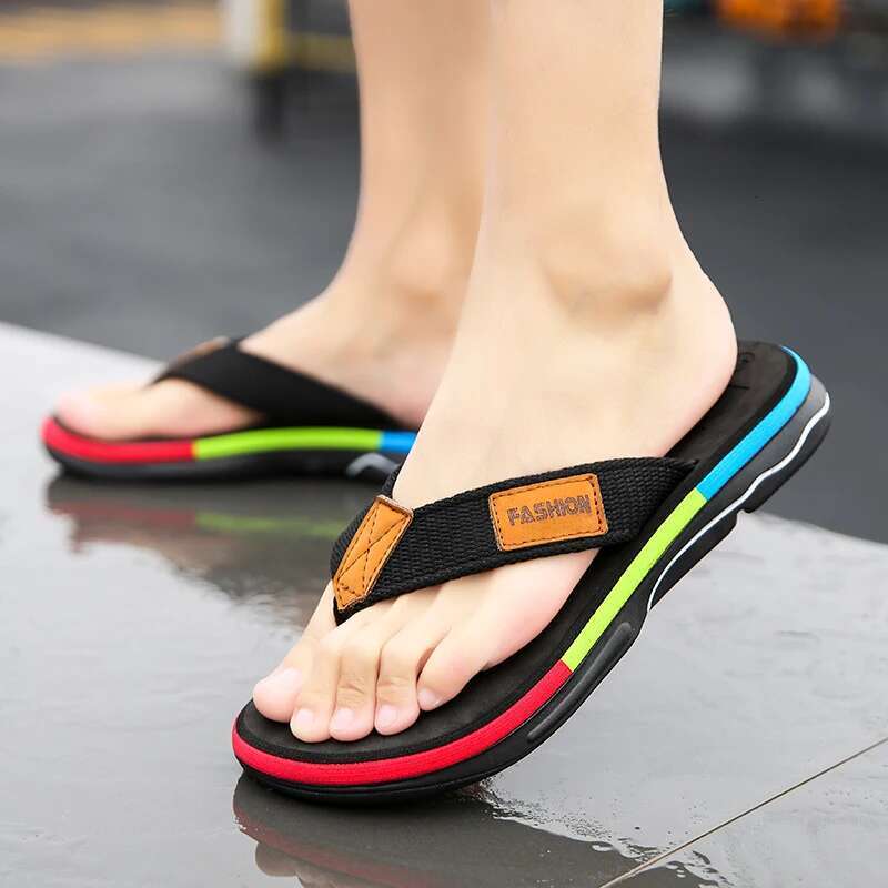 High Quality Green Summer Flip-p Non-slip Beach Slippers for Men Outdoor Flip ps Man Fashion Slides chinelo mascuo