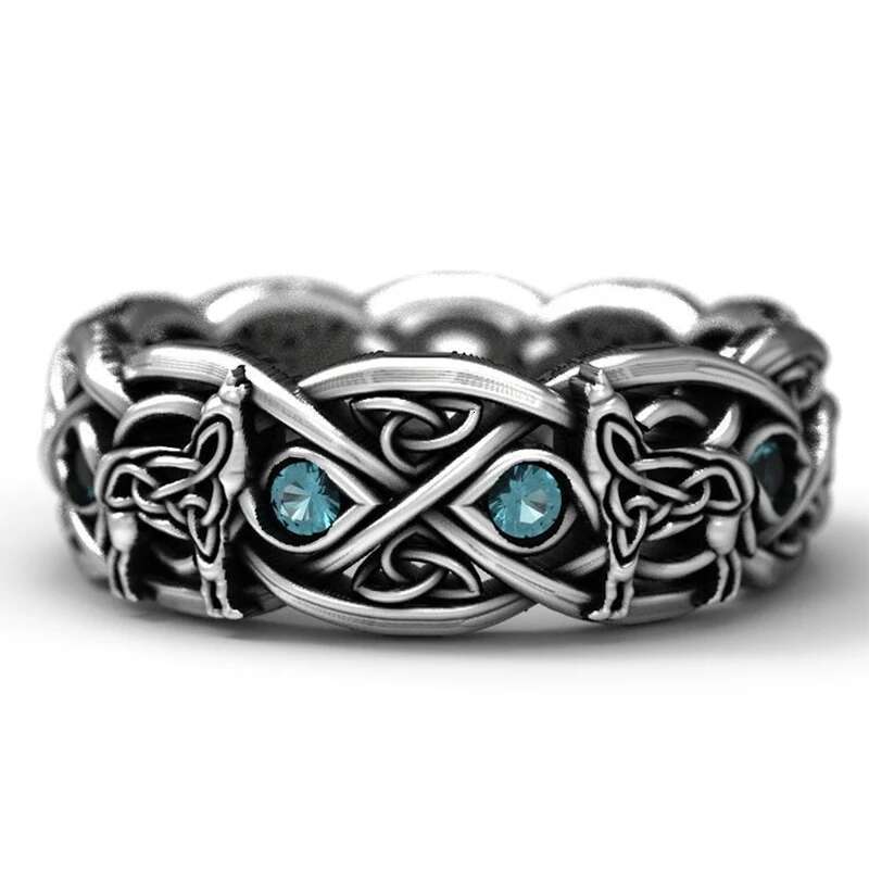Huitan Viking Nordic Mythology Giant Men Defense Totem Wolf Fashion Hip Hop Rock Unisex Finger Ring Punk Gift