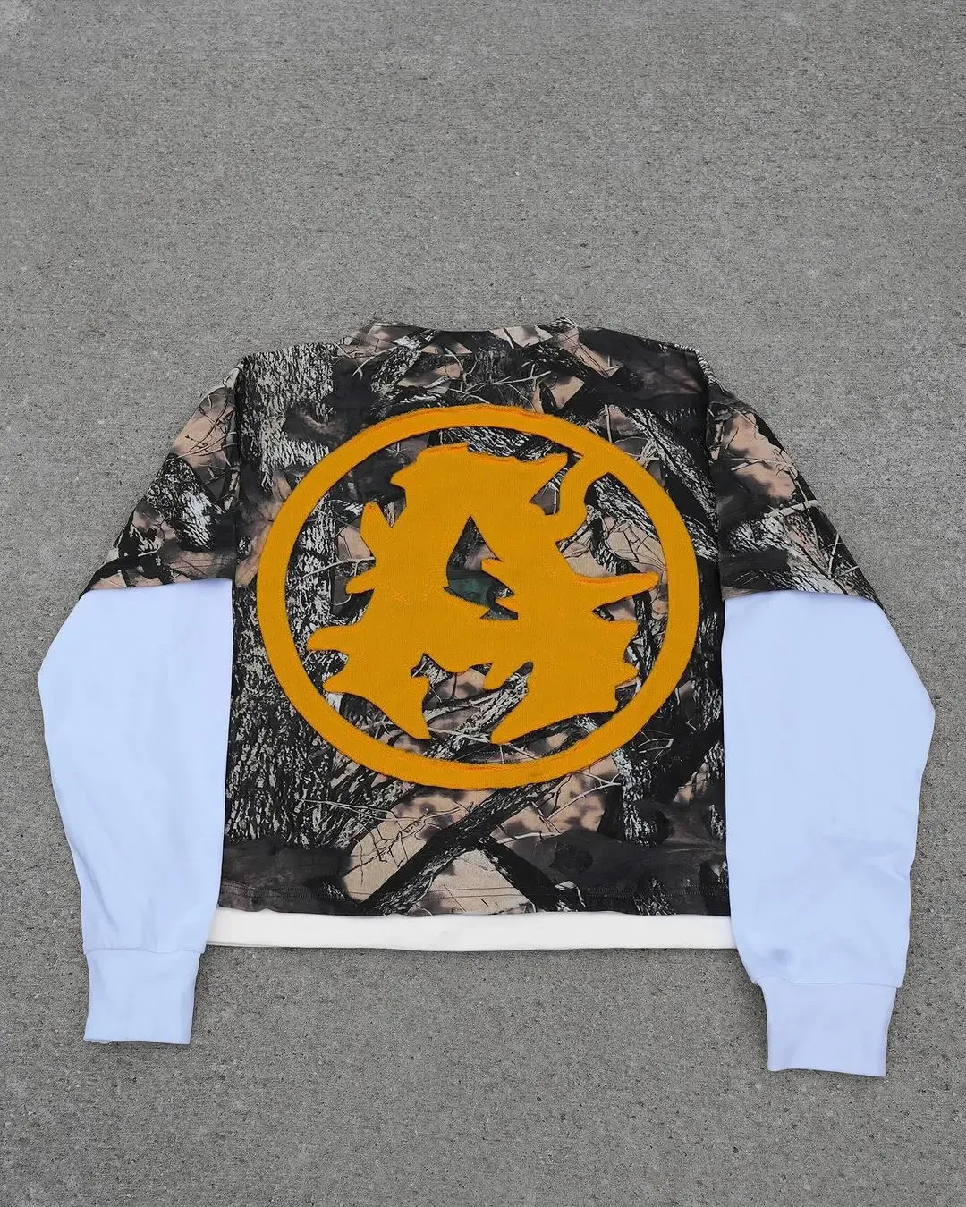 American street Harajuku print camouflage long sleeve pullover men long sleeve Y2K loose letter print oversized T-shirt 250304