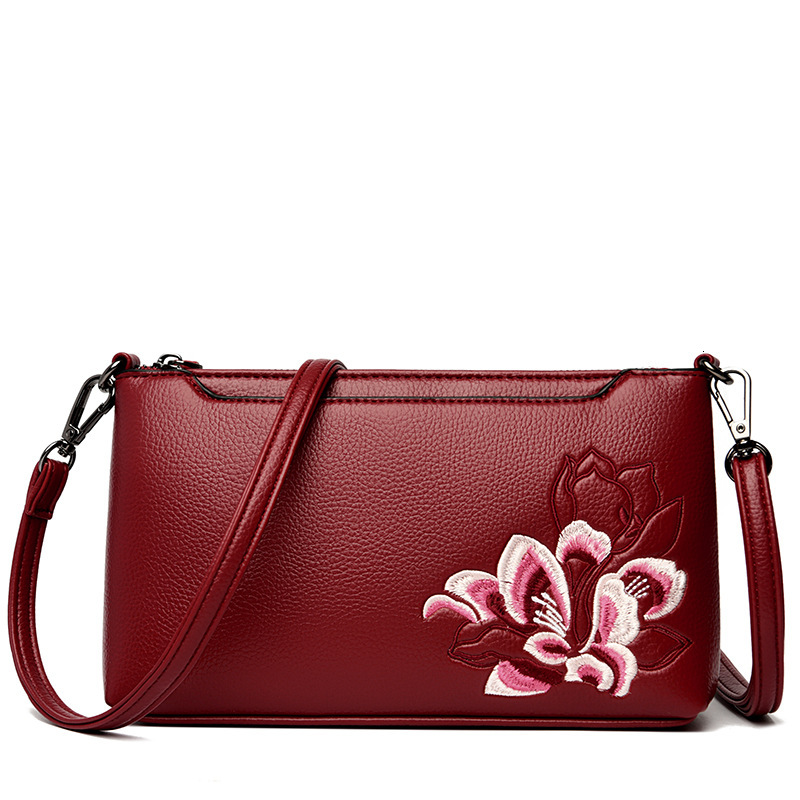 Small Women's Crossbody Bag, 2025 New Embroidered Chinese Middle-Aged Mother Style, Mobile Phone Change, Texture, Hand-Held Bag