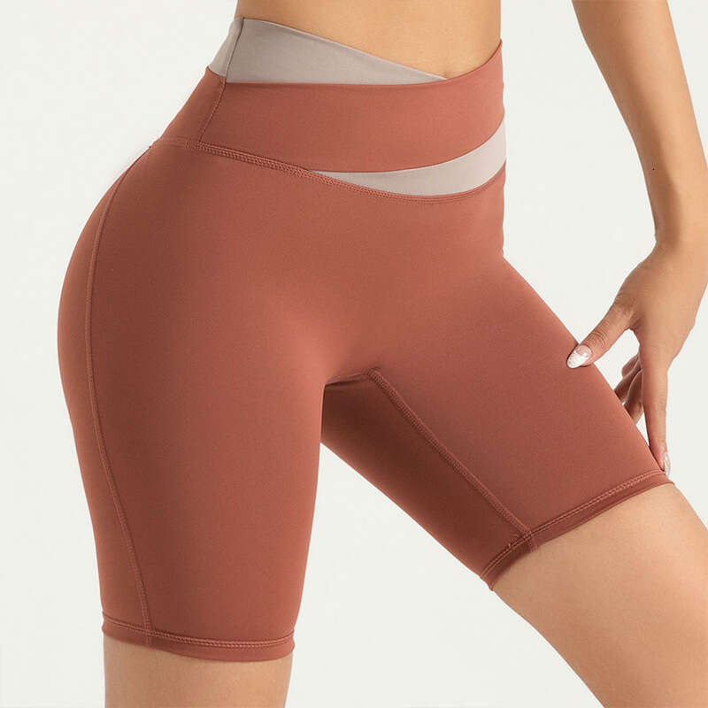 Summer Colored Leisure Sports Fitness Shorts, High Elastic Nude Yoga Clothing Shorts For Women KLMY