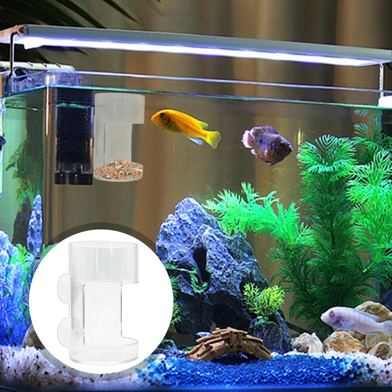Fish Feeder Highly Clear Square Round Aquarium Feeder Bowl Clear Shrimp Feeder Feeding Tube Food Dispenser with Suction Cup