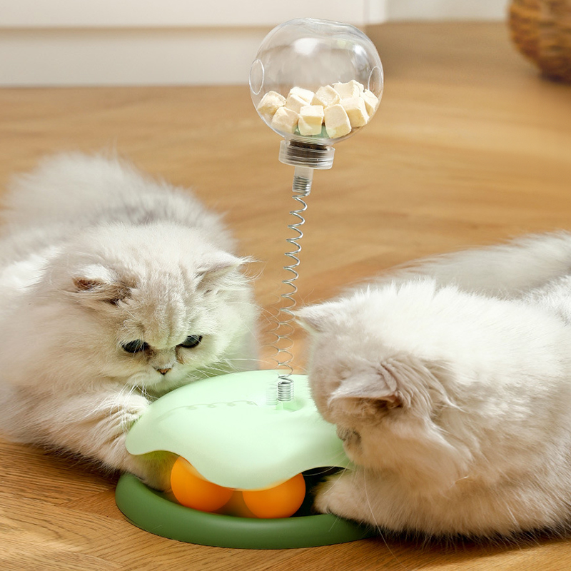 1pc Cat Puzzle Food Leaking Ball Toy Cat Dog Interactive Treat Leaking Toy Slow Cat Dog Feeder Cat Turntable Toys Pet Supplies